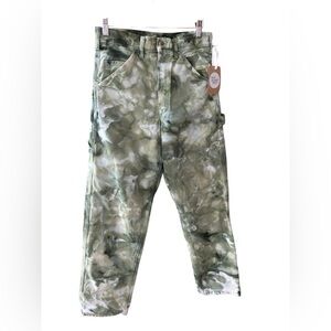 Stan Ray Women’s Camo Cargo Tie Dye Carpenter Pants. Size 28. Green/white.